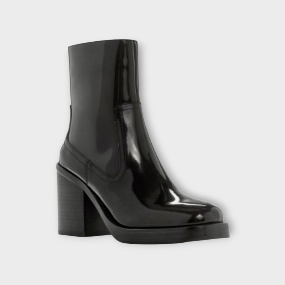 Jeffrey Campbell Maxen Black Patent Leather Platform Ankle Chelsea Boots